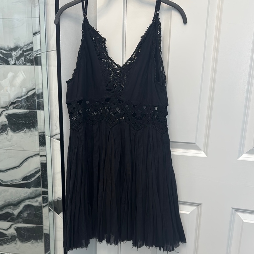 Free People Black Lace Mini Dress